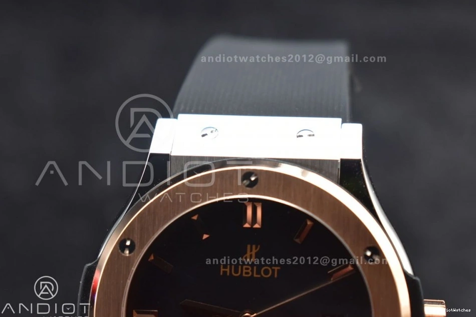 Best on 1:1 Edition Fusion Strap Dial A Black Gummy Black 588 HBF Bold RG 45mm 0204